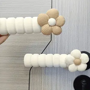 Light Color Floral Door Handle Cover, Quiet Anti-Collision Door Protector, Wall Mounted Door Lock Protection, Reusable Soft Esd Door Handle Sleeve
