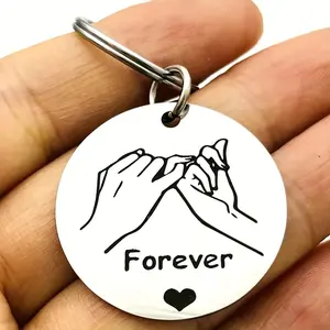 Friendship Love Forever Pinky Promise Keychain – Stainless Steel Round Keyring For Couples – Ideal Gift For Boyfriend, Girlfriend, Husband, Wife