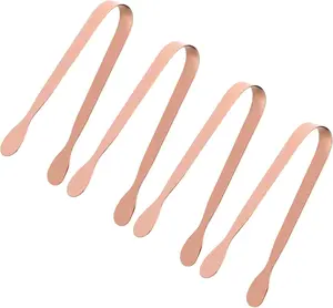 Rose Gold Mini Serving Tongs, Small Sugar Tongs Stainless Steel Ice Tongs Food Tongs Appetizers Tongs Serving Utensils for Party Tea Coffee Bar, Pack of 4