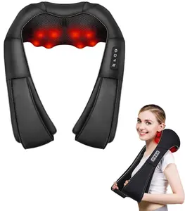 Shiatsu Plug-In Neck and Back Shoulder Massager Pillow with Adjustable Heat, Relaxing Body Muscle Pain Relief, Sports & Outdoor Protective Gear Accessory, Ideal for Home, Office Use
