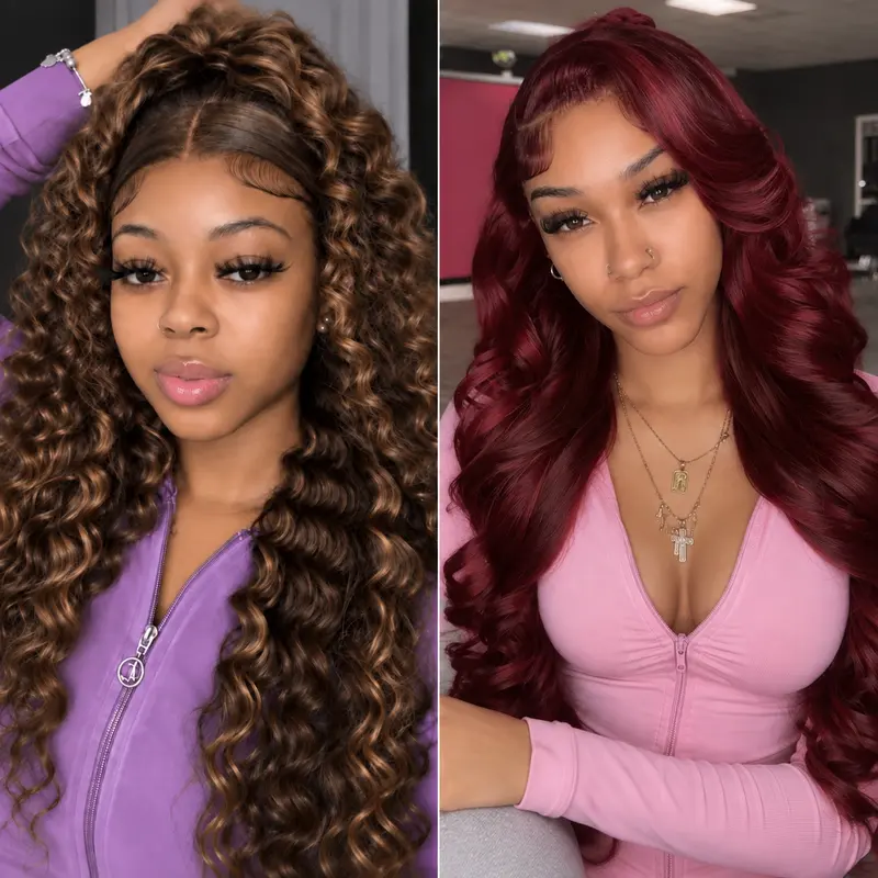 [Live Combo: 2 Female Wear Wigs] 80% Real Hair Blend Deep Wave & Honey Blonde 4/27 Body Wave, 13*4 HD Lace Front, 180% Density, Pre-Plucked Line, Heat Resistant Wig with Natural Look
