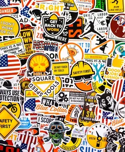 Funny Hard Hat Stickers - 150 PCS - Blue Collar Stickers for Adults & Men - Construction & Welding Details Included