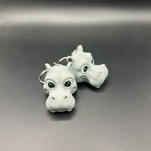 Happy Hippo Keychain - Lightweight Design, Two Colorful Hippo Figures, Includes Metal Loop for Easy Access
