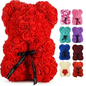 Artificial Flower Eternal Rose Teddy Bear for Mom Mother's Day Birthday Valentine's Day Anniversary Gifts & Decor Miniatures