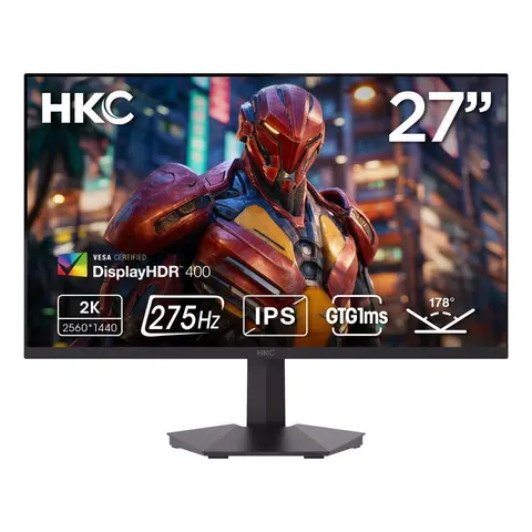 HKC 27 inch QHD 2K 1440P 275Hz Fast IPS 1ms DIC HDR400 95% DCI-P3 Low Blue Light, Compact Stand Gaming Computer Monitor G27H4D