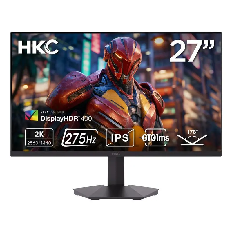 HKC 27 inch QHD 2K 1440P 275Hz Fast IPS 1ms DIC HDR400 95% DCI-P3 Low Blue Light, Compact Stand Gaming Computer Monitor G27H4D