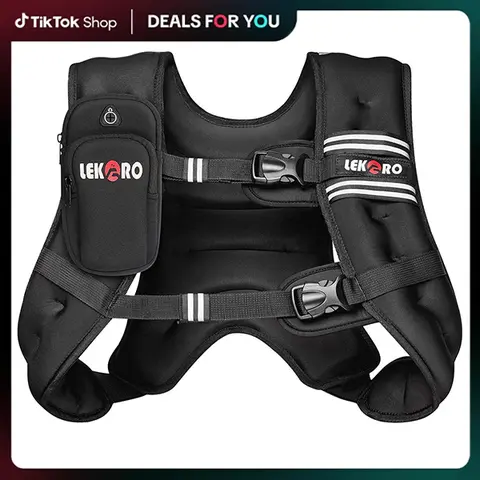 LEKARO Adjustable Weighted Vest (6-30lb) for Strength Training, Weighted Vests Women, Adjustable Protective Belt, Reflective Strips, Chest Size Compatibility, 20lb-Strength Fit (Up to 45), 25lb-Power Fit (Up to 45),outdoorfun