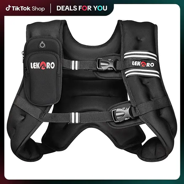 LEKARO Adjustable Weighted Vest (6-30lb) for Strength Training, Weighted Vests Women, Adjustable Protective Belt, Reflective Strips, Chest Size Compatibility, 20lb-Strength Fit (Up to 45), 25lb-Power Fit (Up to 45),outdoorfun
