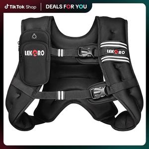 LEKÄRO Weighted Vest, 6lbs/8lbs/12lbs/16lbs/20lbs/25lbs/30lbs Weights Vest for Women Men with Reflective Stripe for Workout, Strength Training, Running, Walking, Muscle Exercise Equipment Adjustable Protective Belt