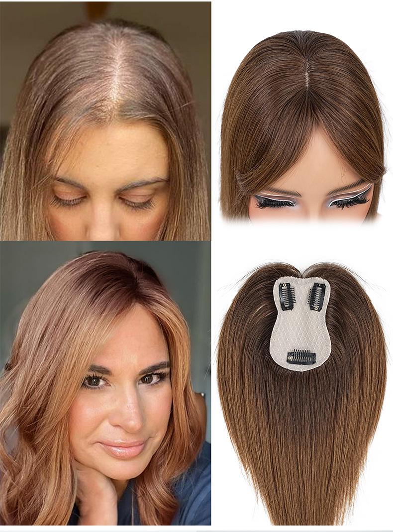 "100% Human Hair 3D Air Bangs Middle Part Clip-In Fringe Extensions, 7×11 Hand-Tied Hair Topper, Invisible T-Shape Secure Clips, Natural Seamless Look for Women 8-12 Inch "	