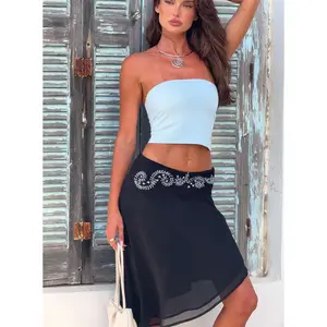 Pappilion Asymmetrical Midi Skirt Black