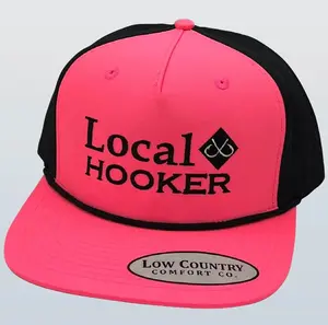 Low Country Comfort Co. 'Local Hooker' Text Pink/Black Performance Rope Snapback Hat