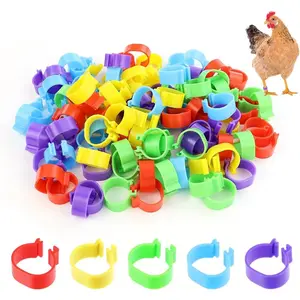100 PCS Chicken Identification Band 5Color Chicken Leg Rings 16mm Poultry Foot Rings Leg Bands Clip-on Rings for Poultry Identification