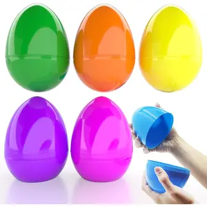 6 Inch Jumbo Filable Easter Eggs (6 Pack) Six Colorful Bright Plastic Easter Eggs, Stands Upright, Perfect for Easter Egg Hunt, Surprise Egg, Easter Hunt, Assorted Colors, 6" Giant Filable Eggs 6 Pack