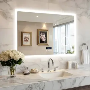 LED Bathroom Mirror with Bluetooth - 80/100/120CM Dimmable Backlit Vanity Mirror with 3X Magnifier and Screen Display