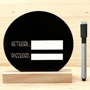 Round Acrylic WiFi Password Sign for Home Office Restaurant Decor Custom Guest Network Display Reusable Wooden Base Welcome Gift