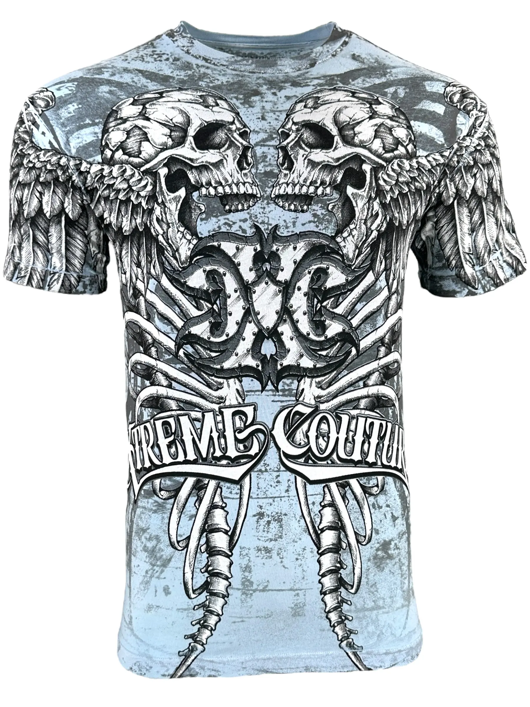 Xtreme Couture by Affliction Menswear Men's Round Neck Short-Sleeve Cotton Casual Tshirt - Decay Crewneck Top, Print, Streetwear, Biker