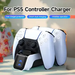 Dual Charging Base for PS5 Controller with Breathing Light ABS Material Non Slip Fast Charging Easy Setup Clean Look