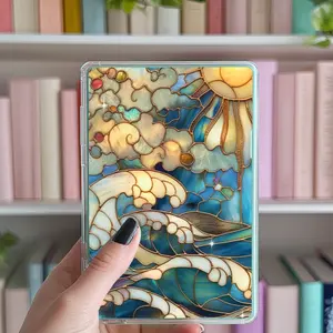 Kindle Insert or Bookmark Stained Glass Ocean Waves Paperwhite Oasis Basic Romance Vintage Book Lovers, Fantasy - No Printed Edition