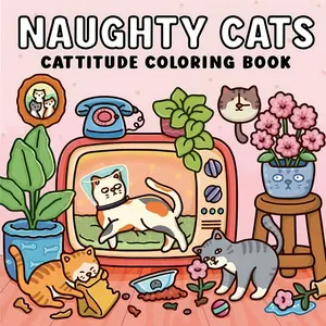 2026 new, 1pc Naughty Cats coloring book, new thick paper, 24 page single-sided printing, perfect gift for New Year, Christmas, Thanksgiving, birthdays, parties - for mindfulness and stress relief