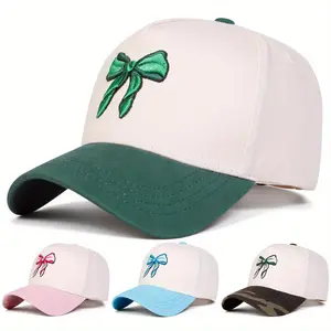 Unisex Bow Embroidered Five Sided Hat Adjustable Baseball Cap Breathable Sun Protection Outdoor Hat