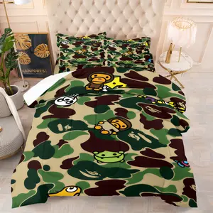 Trendy Multiple Roles Classic Camo Print Comforter Set, 1 Comforter & 1-2 Coreless Pillowcases, Streetwear Enthusiast, Street Style Bedroom Soft Furnishings, Soft & Warm, Trendy Toy Personality Space Decoration