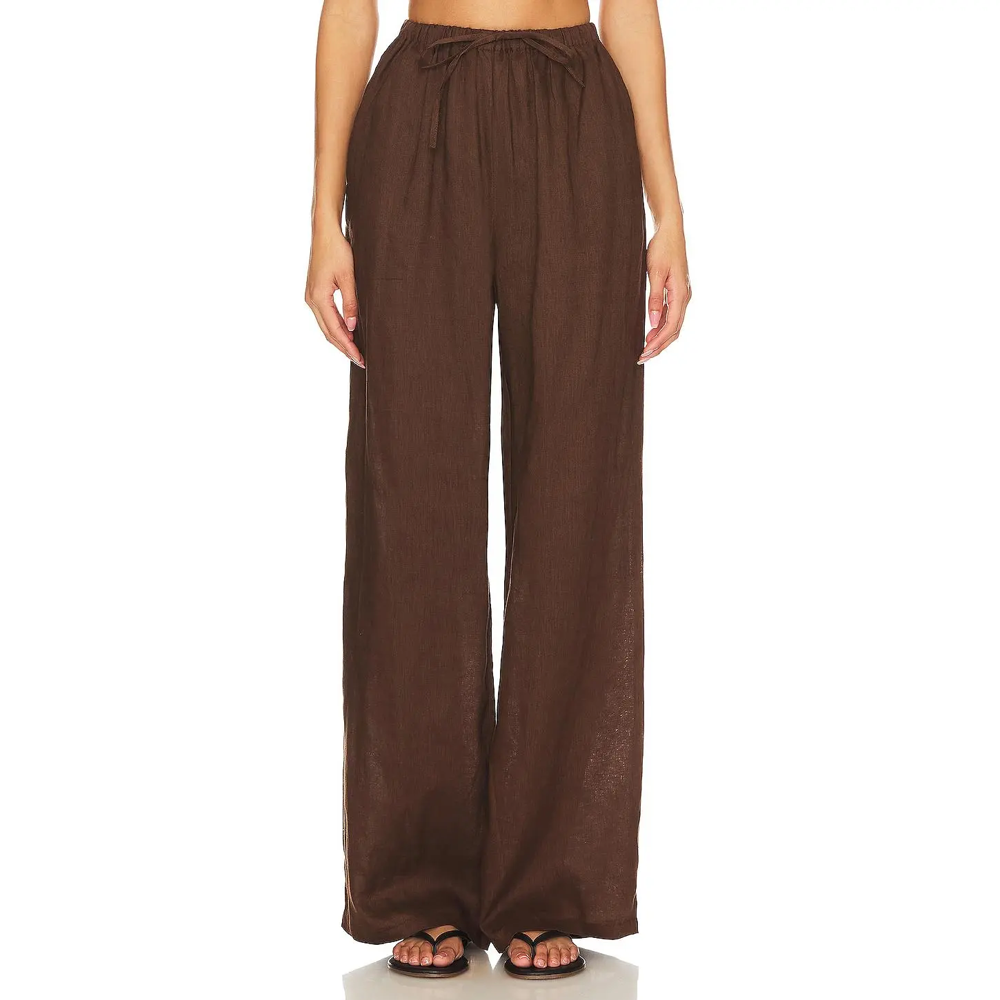 AEXAE Linen Drawstring Trouser in Brown