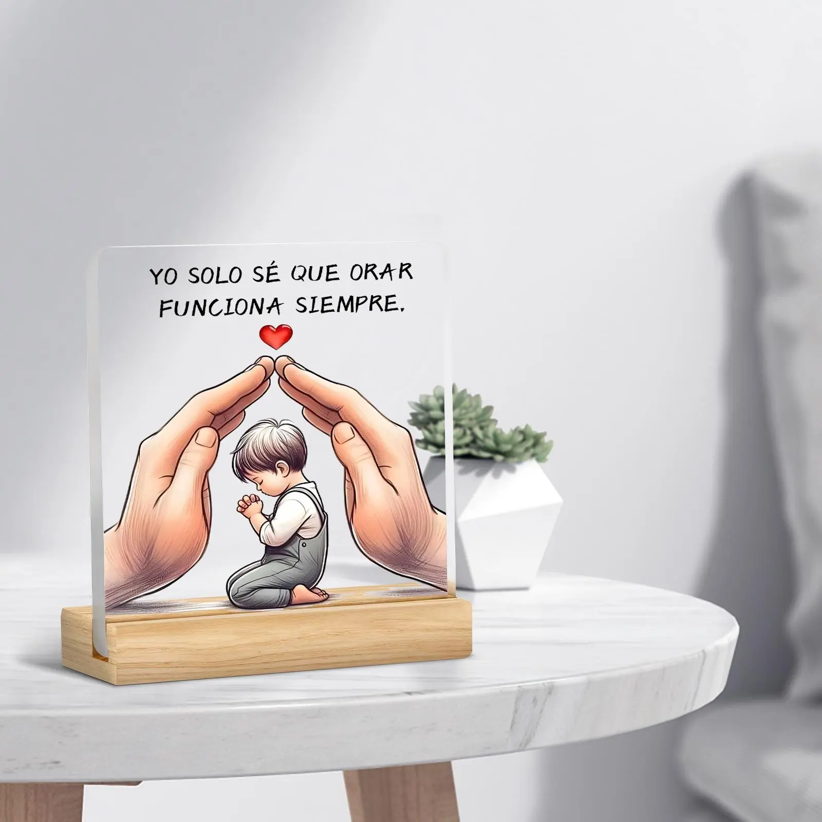 Acrylic Desktop Ornament, Handheld Prayer Room Decoration, Christian Gifts, Home Decor, Room Decor, Gift for Mom, Gift for Dad, Signs, Acrylic Photo Plaque, Wooden Home Sign, Decorative Plaque, Home Sweet Home Sign