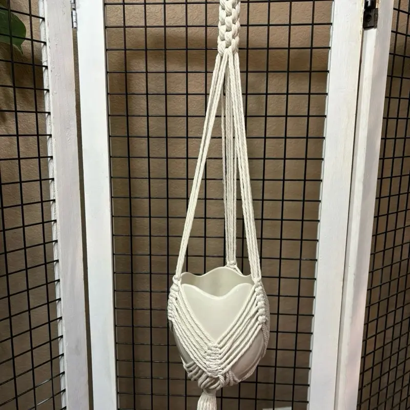 Macrame Hanging Planter with 5in Ceramic Pot - Hanging Baskets for Plant Lovers, Indoor Use to Bring Natural Look and Elevate Your Space, Organic