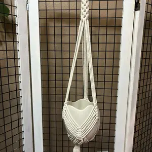 Macrame hanging planter with  5in Ceramic Pot