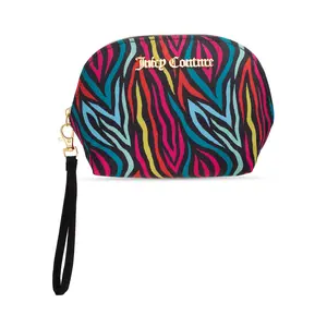 Rainbow Zebra Print Nylon Small Dome Cosmetic Bag