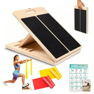 Homhut Portable Wooden Adjustable Incline Board - Calf Stretcher for Squats, Pilates - Ankle & Leg Stretching Home Exercise Gear
