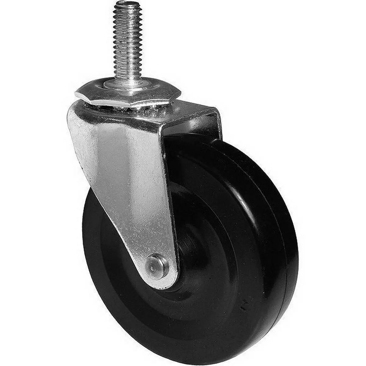 Richelieu General Duty Swivel Casters, 4-Inch Soft Tread Rubber Wheel with Threaded Stem, 132 lbs Load Capacity, Double Ball Bearing for a Quiet Ride, 4 Inches
