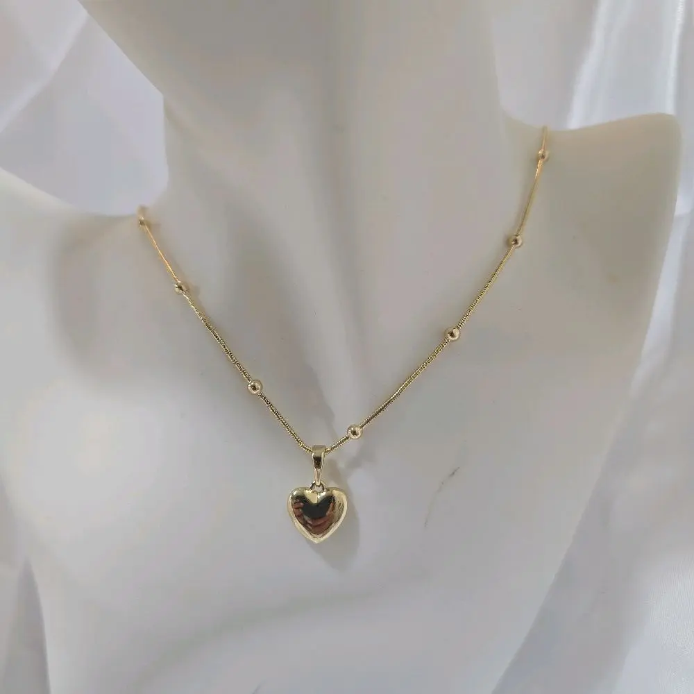 Unisex Gold Plated Necklace 204 with Heart Pendant 478 - Elegant and Simple Design for Everyday Wear
