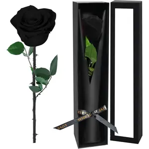 Black Single Forever Roses in a Box,Preserved  for Delivery,Preserved Rose Gifts for Women, Real Roses  for Her, Mom Birthday Gifts, Mothers Day ,Valentines ,Presents for Her