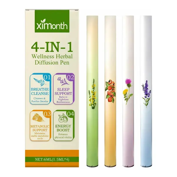 hot sale 2026!!! Mullein Herbal Diffuser Pen, Natural Aromatherapy Air Inhaler Stick with Mullein Thyme Mint, Four Aroma Variety Set,Air Freshening, Relaxed Feelings, Portable Pocket Size (4 Pack)