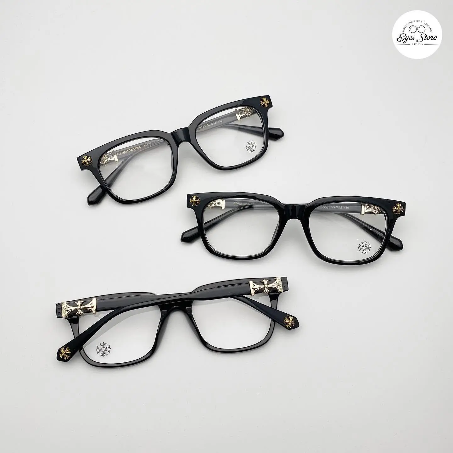 Chrome Hearts Square Anti-Blue Light Eyeglasses – Unisex Metal Frame Clear Lens Fashion Eyewear for Men & Women