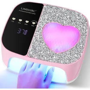 UV LED Nail Lamp Kit for Gel Polish Professional Fast Curing Pink Dryer Light Set with 4 Timer Settings Cordless Rechargeable Nail Art Cure Machine for Manicure Pedicure At Home and Salon for Gifts for Women