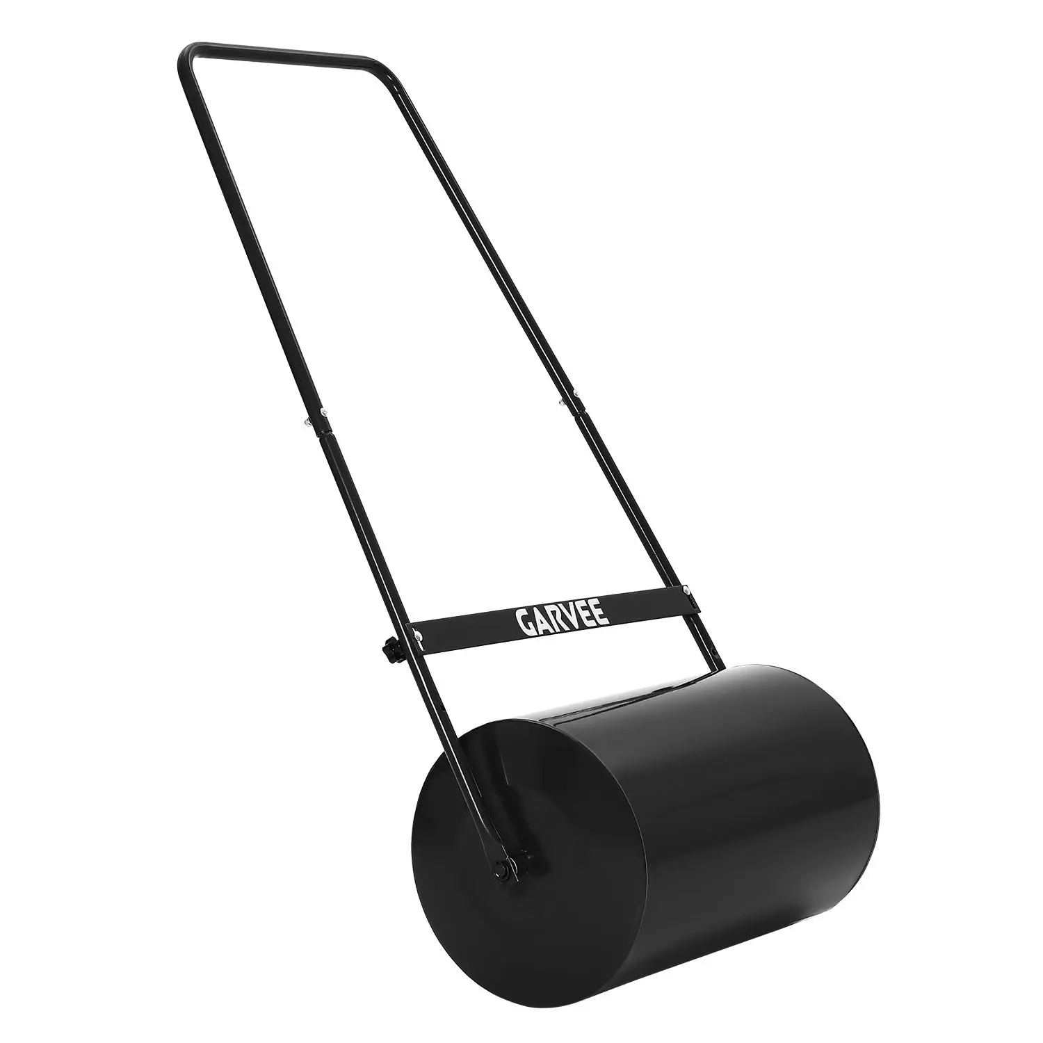 Heavy Duty 23-Inch Steel Lawn Roller – Push/Tow Behind Garden Grass Flattener – 13 Gallon Water or Sand Fill – U-Shaped Handle – Ideal for Yard, Farm, Park – Black Steel