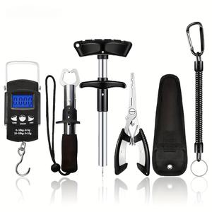 fishing tool set, 2/4/5/6/7 counts fishing pliers with sheath, hook unhook, lip clip, digital fish scale and fishing lanyard, fishing tackle organizer, fishing equipment