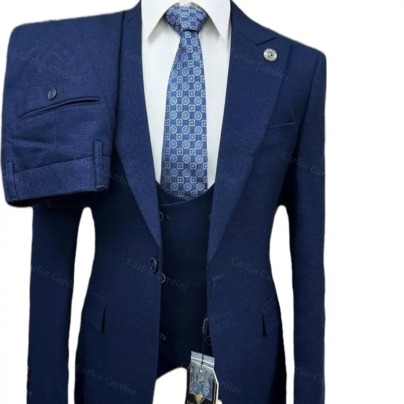 Blue black 3 piece suit