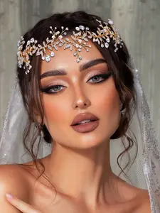 Elegant Alloy Bridal Wedding Headband with Hand-Set Rhinestones, Luxurious Women's Party Prom Dance Accessory, Single Piece