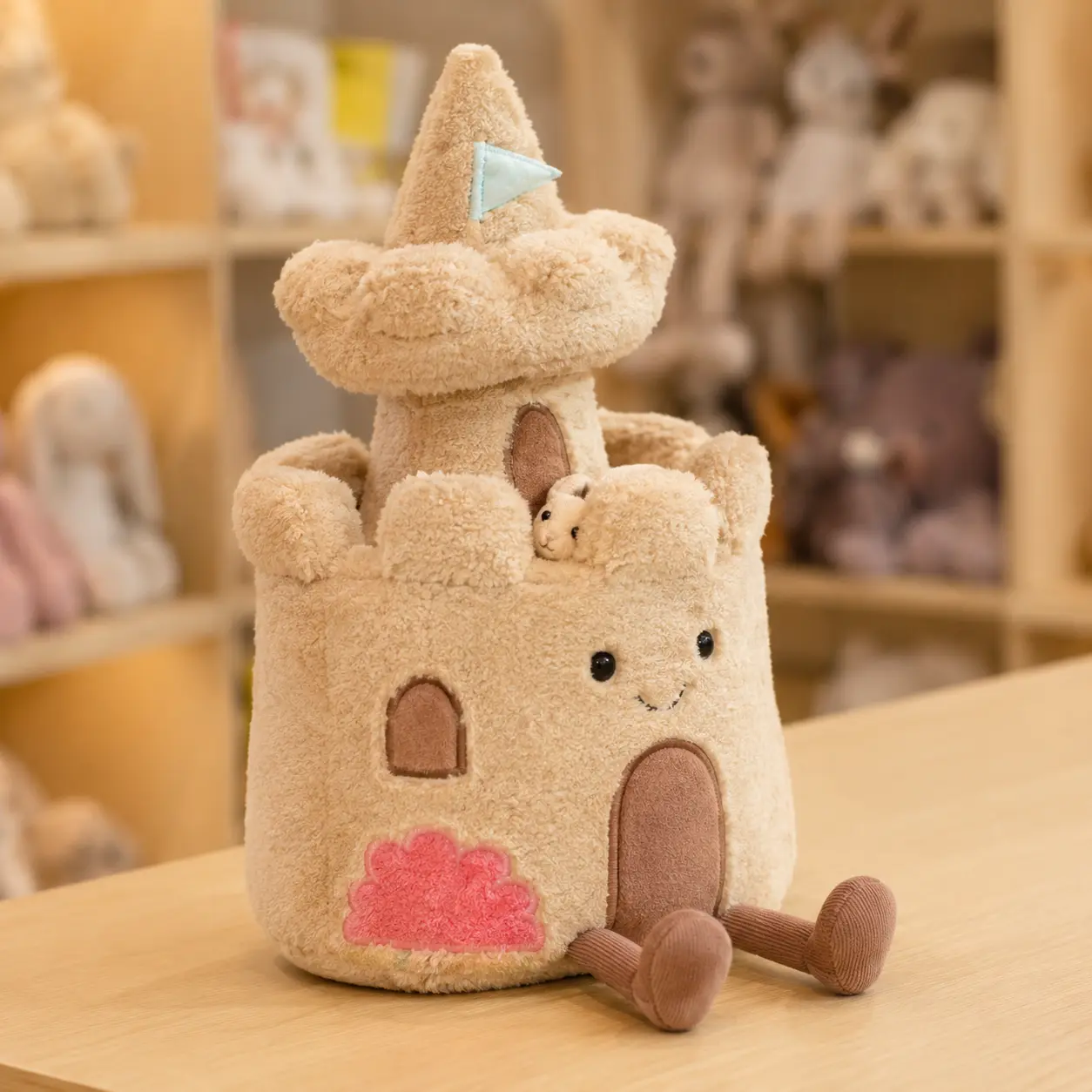 Jellycat Sandcastle Plush with Bunny – Soft Beige Stuffed Toy, Cute Nursery Decor, Birthday & Baby Shower Gift