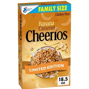Limited Edition Cheerios Banana Caramel Flavor Cereal- Family Size 1 Box 18.5 Oz