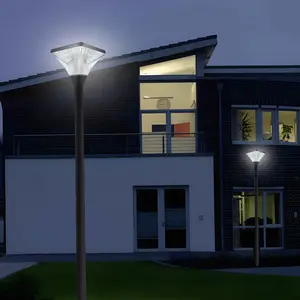 SAVEYOUR Outdoor LED Post Light 15" Black Remote Control Dimmable Lamp with Timer Function Weatherproof Landscape Lighting for Yard Garden Pathway 1-Pack Solar Features 6000K Color Temperature