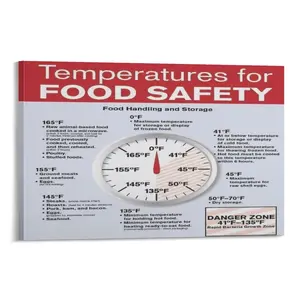 Temperature for Food Safety Poster Canvas Wall Art Posters Canvas Poster Bedroom Decor Sports Landscape Office Room Decor Gift Frames Ornaments Artistic Decoration Print Photo