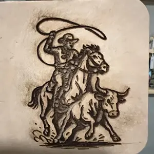 Custom Leather Cowboy Roping Coasters with Engraving for Western Decor and Tableware