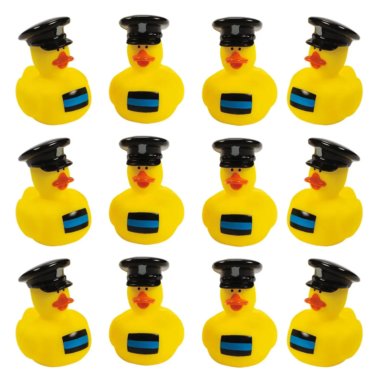 2"  Thin Blue Line Police Officer Yellow Rubber Ducks - 12 Pc.