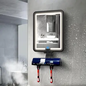 Father's day gift ideas,Fogless Shower Mirror for Shaving - Heated Anti-Fog Heat, 3 Color LED Lights, 5000mAh Rechargeable Battery, Waterproof, 9.5x8 in, Razor Holder, Wall Mount, Clear Shower Mirror Reflection