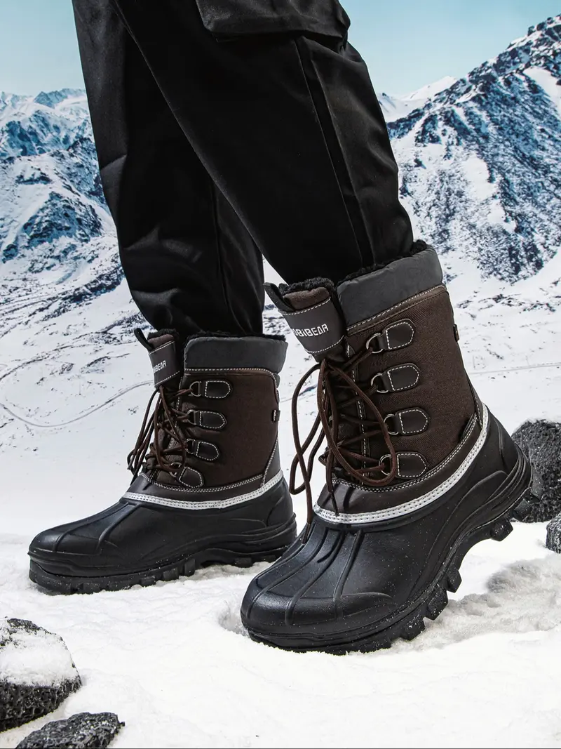 HOBIBEAR Men\'s Snow Boots Insulated Waterproof Warm Fur Lined Hiking Winter Snow HOBIBEAR Men main image 3